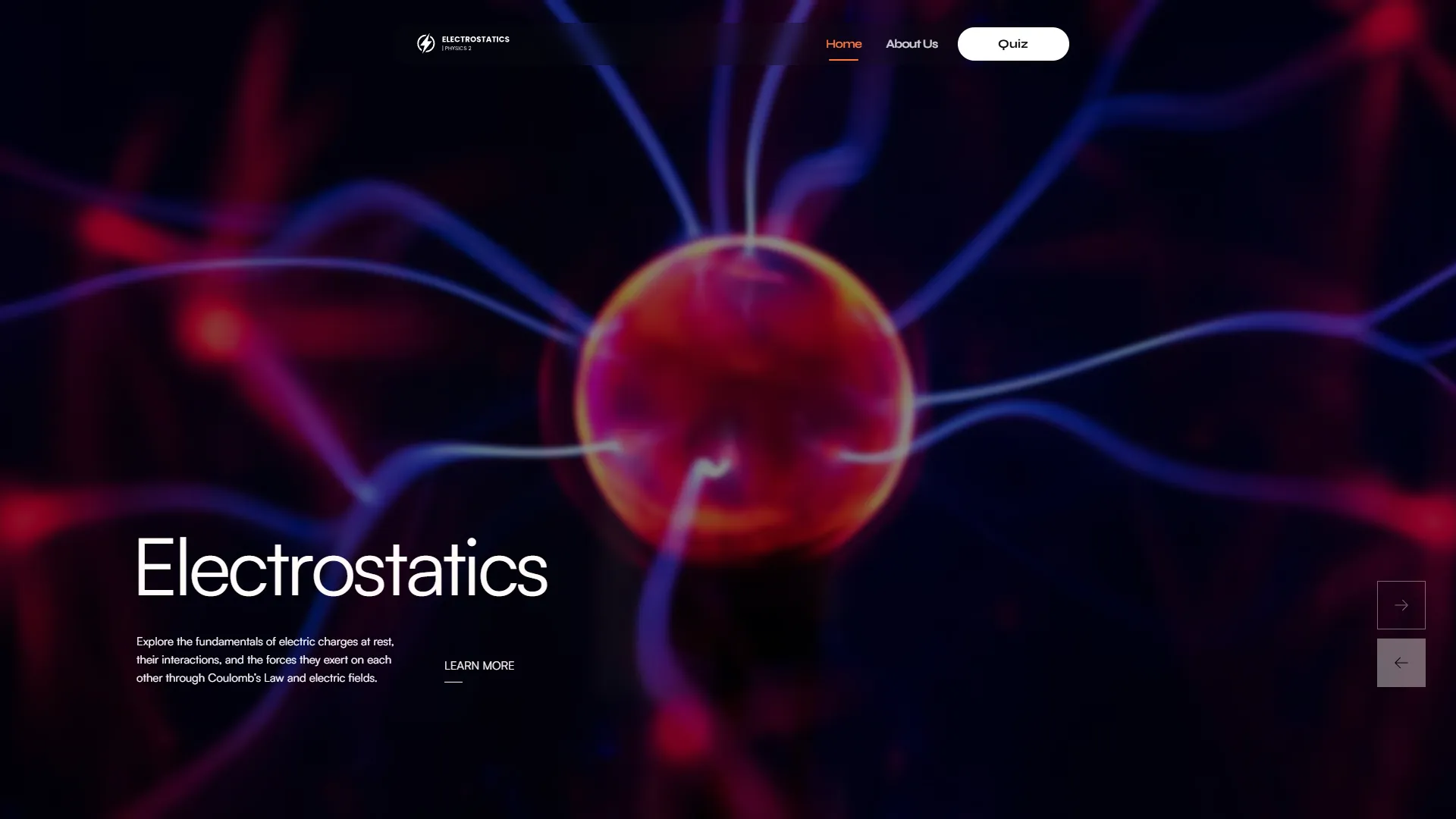 Electrostatics | Physics Website Screenshot 1