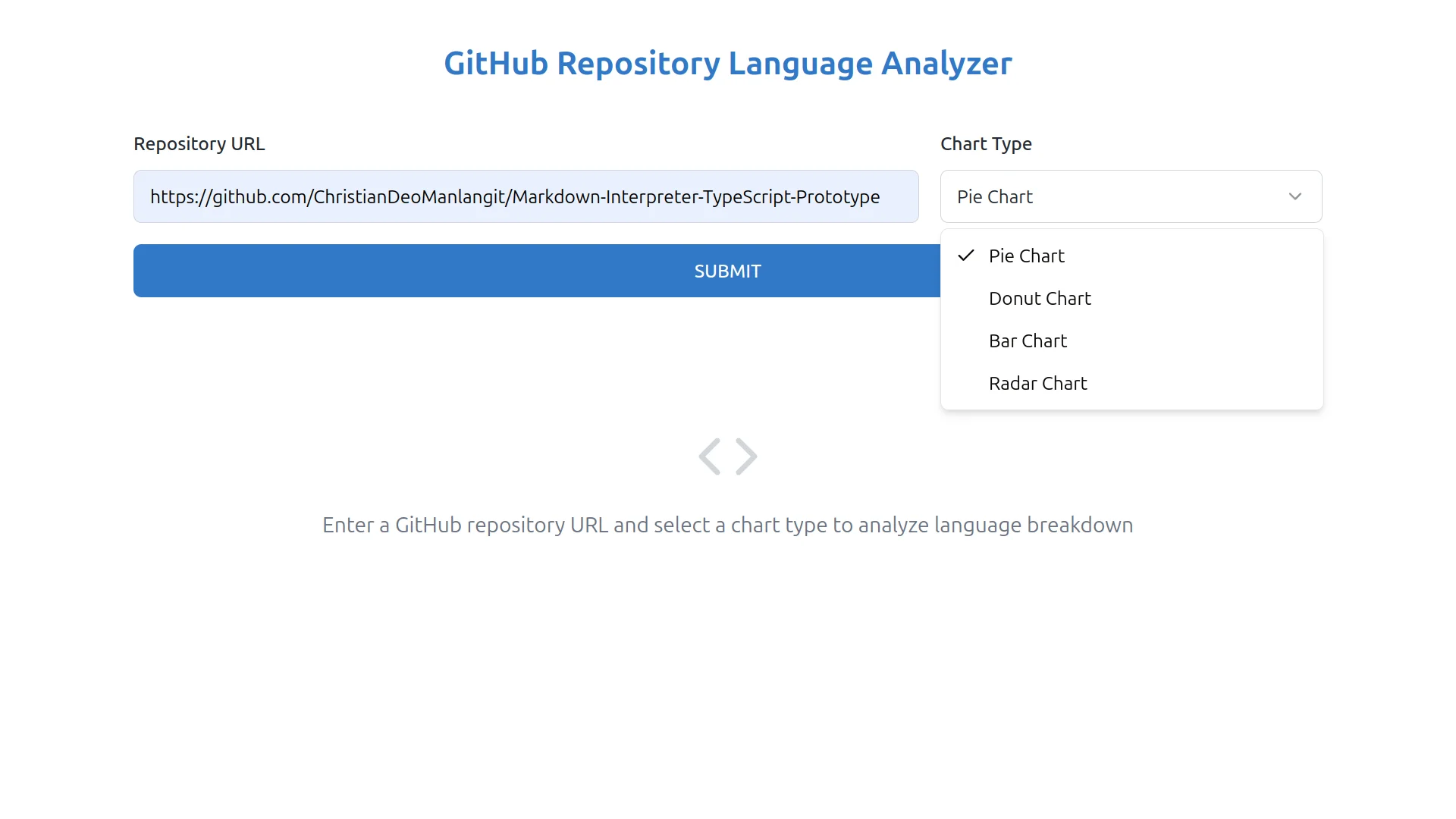 GitHub Repository Language Analyzer Screenshot 2