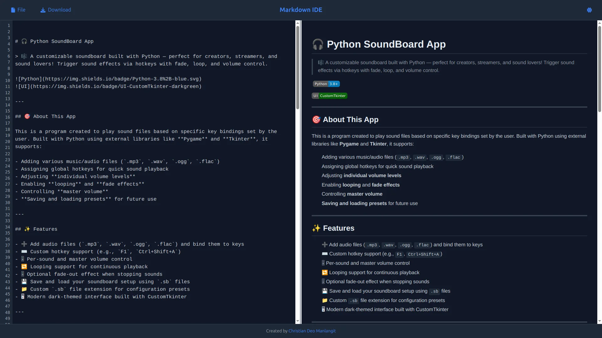 Markdown Editor (Vanilla JS) Screenshot 1