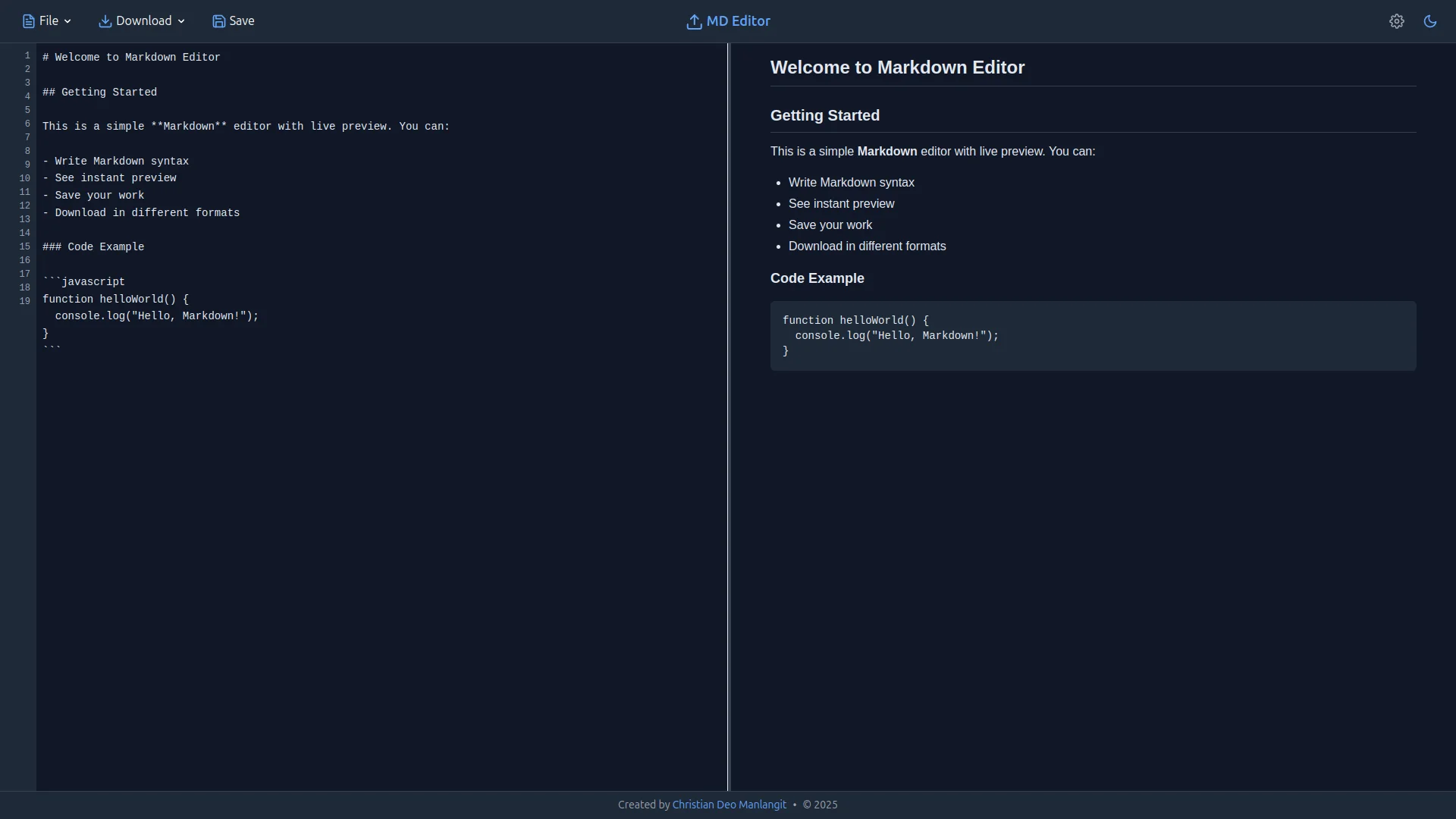 Markdown Editor (Vite) Screenshot 1