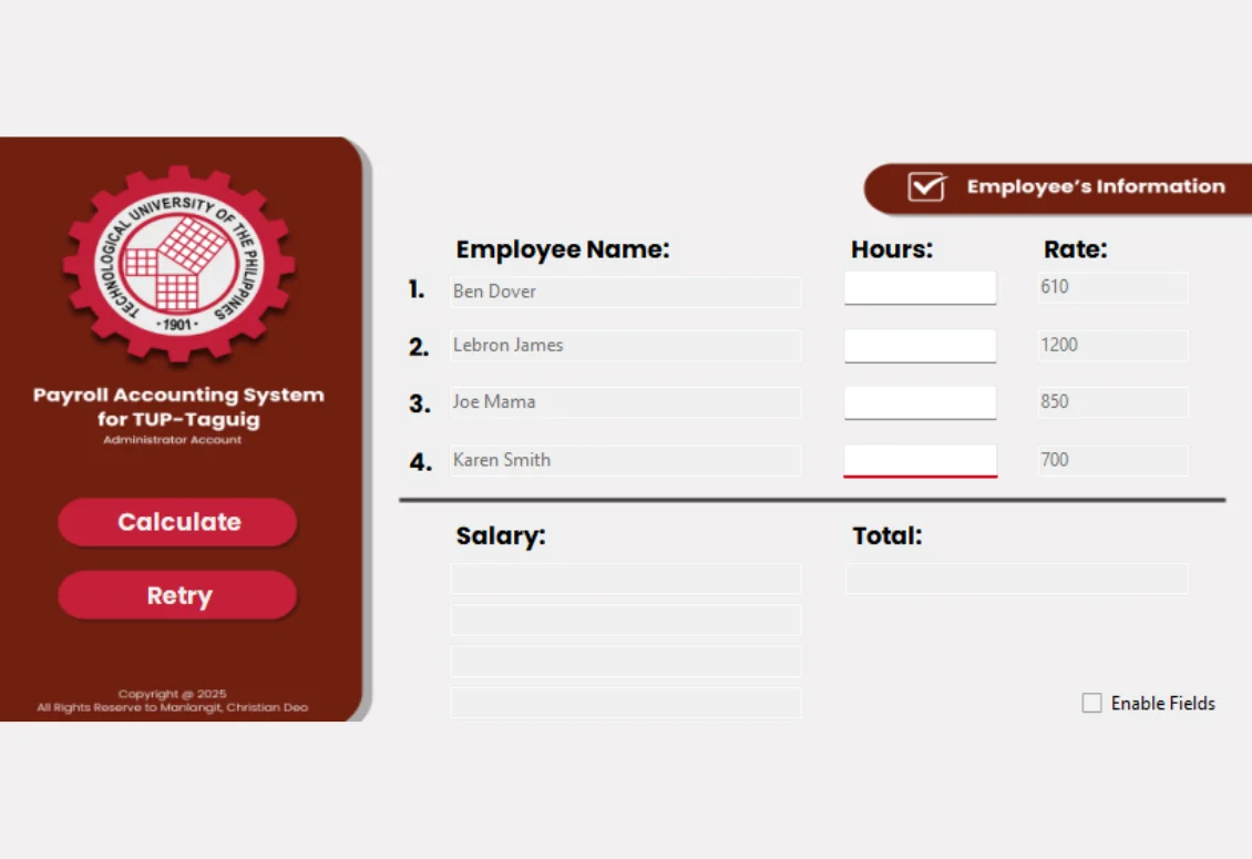 Payroll Accounting System Screenshot 1