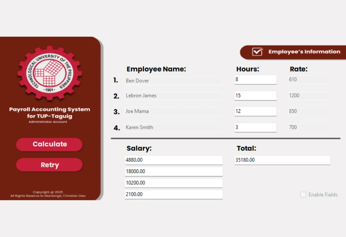 Payroll Accounting System Screenshot 2