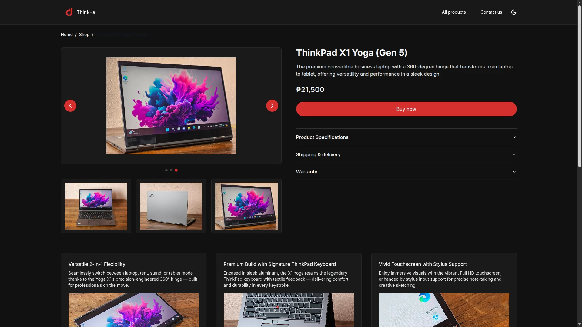 Think+ Ecommerce Site Screenshot 2