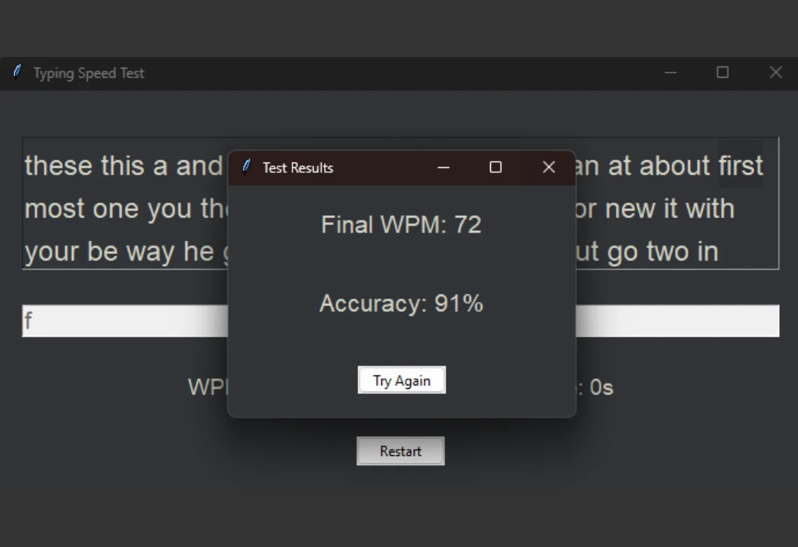 Typing Speed Test Screenshot 2